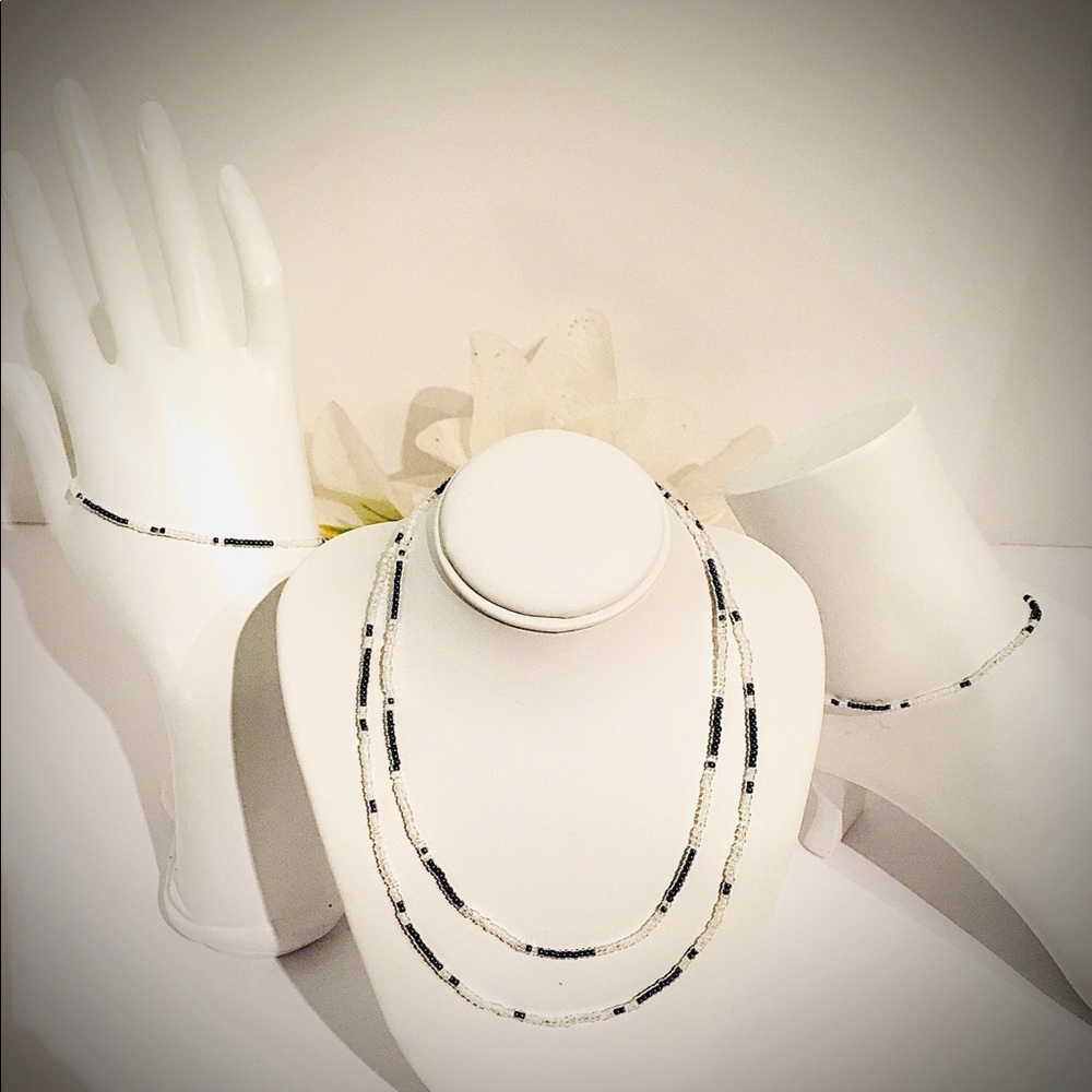 Layered Necklaces with Anklet and Bracelet